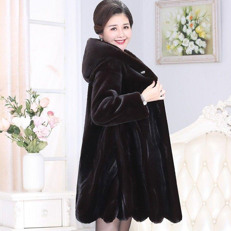 Женские пальто женские зимние искусственный мех норковая куртка шуба с капюшоном женская мода вязаная теплая зимняя одежда пальто