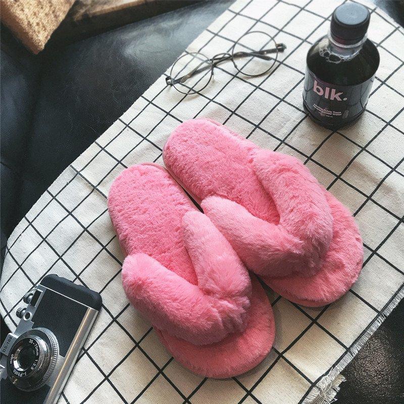 Осенние и зимние плюшевые тапочки женские домашние хлопковые шлепанцы плюшевые шлепанцы нескользящая верхняя одежда теплые пушистые тапочки