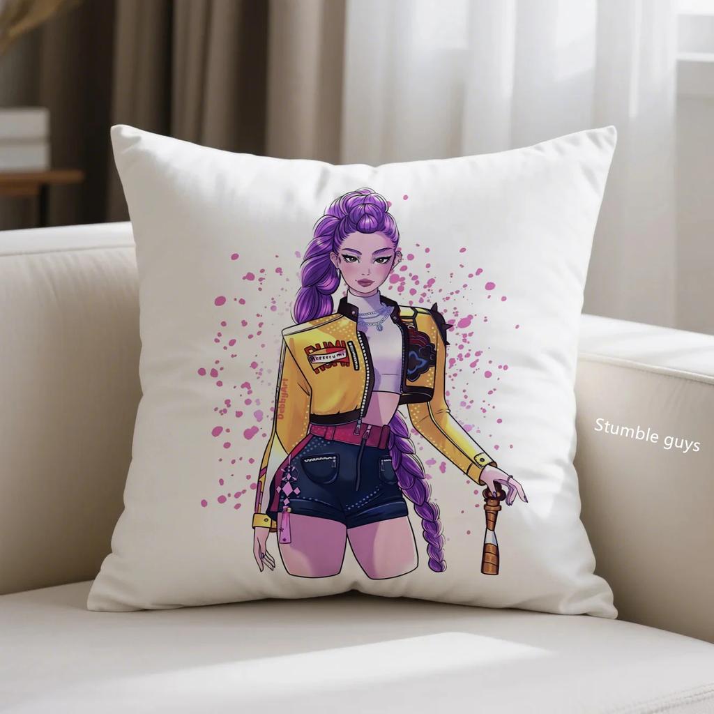 Kpop Cushion Cover Demon Hunters Anime Sofa Pillowcase For Fans