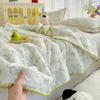 Летнее прохладное одеяло в корейском стиле для девочек 2025 Новое с бантом из стиранного хлопка Простое одеяло для кондиционера Горячая распродажа