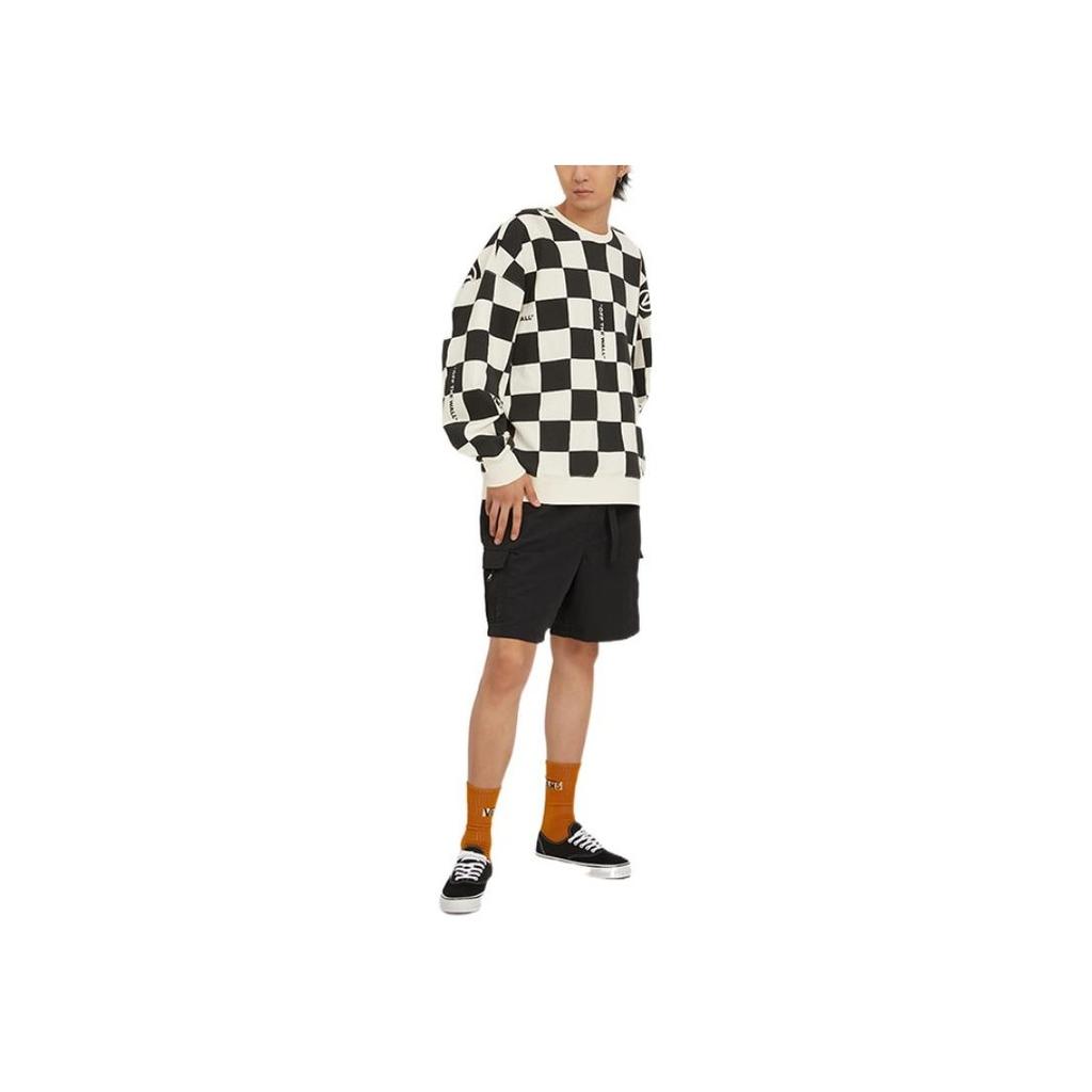 Vans FW22 Контрастный клетчатый принт с круглым вырезом Толстовка мужская толстовка черная белая VN0A5H7GY7C