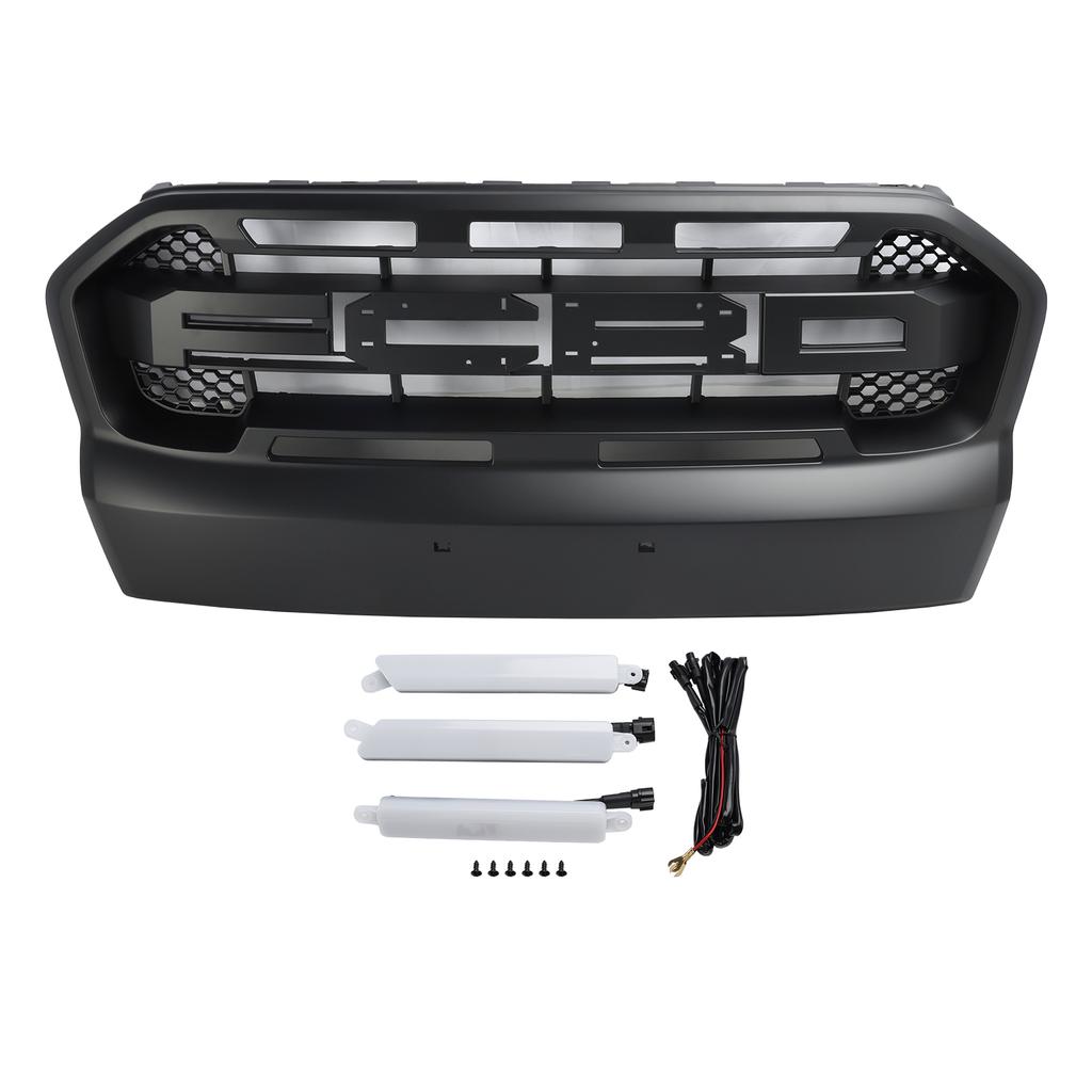 Решетка радиатора переднего бампера в стиле Raptor подходит для Ford Ranger 2015-2019 T7 со светодиодами
