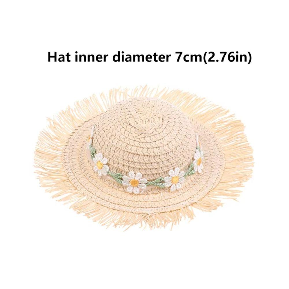 New Daisy Doll Straw Hat Handmade Design Miniature Size Dollhouse Hat DIY Sun Protection Doll House Miniature Doll Accessories