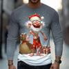 2025 Spring and Autumn Christmas Men's 3D Elderly Print Crew Neck Long Sleeve T-Shirt Street Casual Fun Top