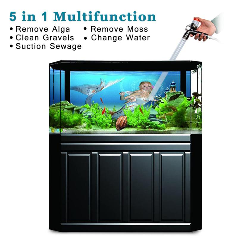 Pulaco Грунтоочиститель с щеткой Ручной Ручной Регулируемый Переключатель Аквариум Рыба Песок