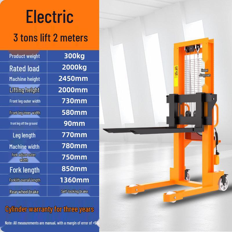 Electric Hydraulic Forklift Loader: 1T, 2T, 3T Capacity for Lifting, Loading, Unloading, Handling, and Stacking