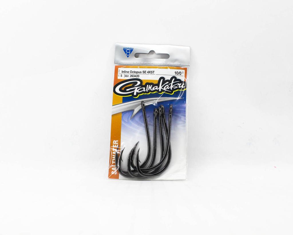 Gamakatsu Octopus Hook Straight Eye 4XS Inline Size 10/0 ,5 Per Pack (8525)