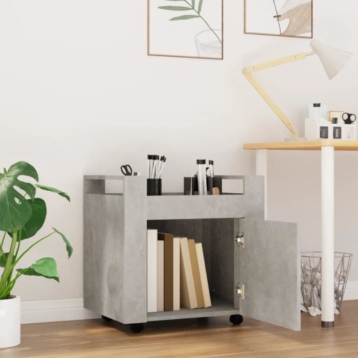 VidaXL Chariot de bureau Gris béton 60x45x60 cm Bois d'ingénierie 816612