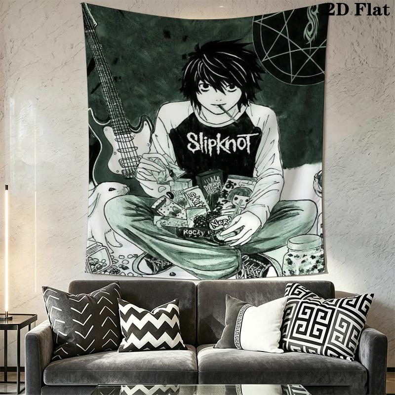 Death Note L Wall Tapestry Aesthetic Wall Hanging Printed Fabric Blanket Decorative Tapestries for Bedroom Living Room Home Decor