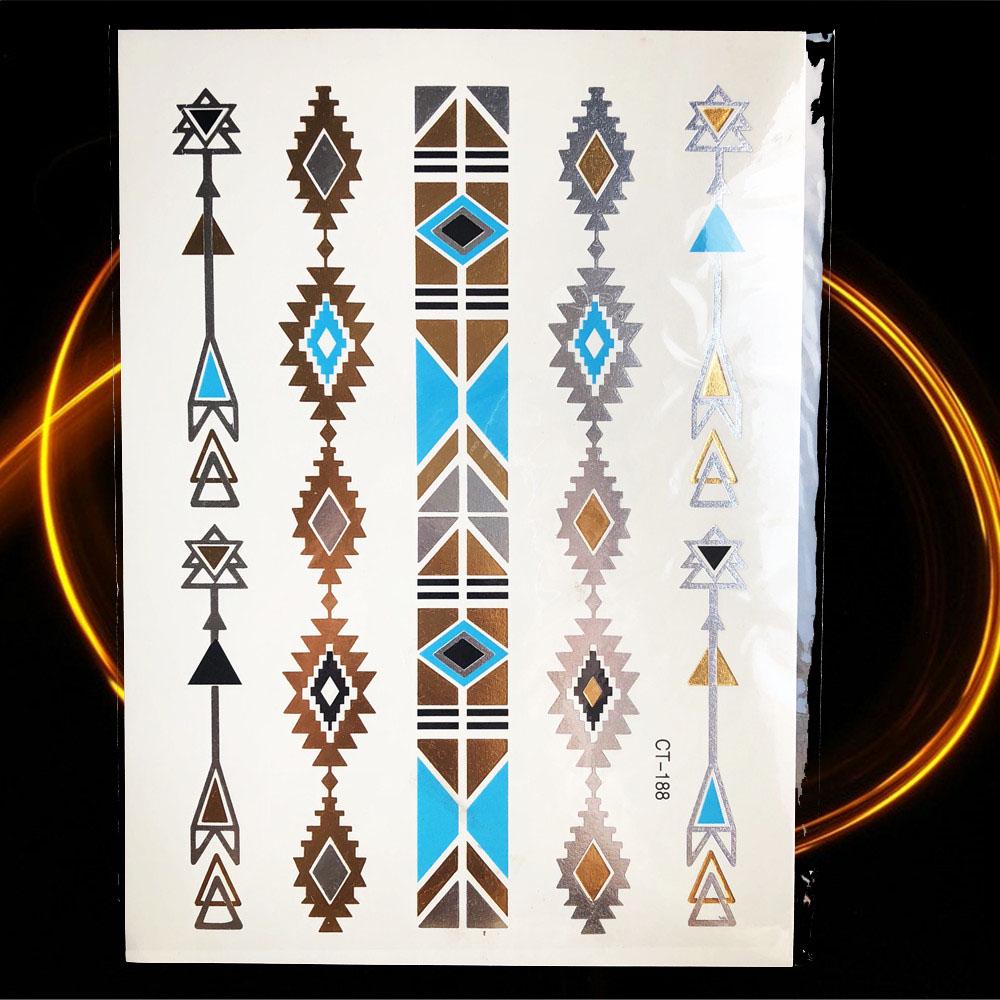 1PC Women Body Art Gold Metallic Tattoo Sticker Chain Bracelet Fake Jewelry