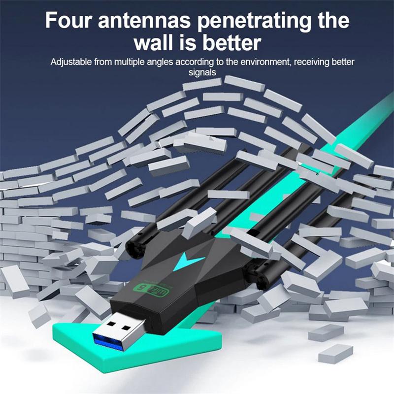 1300 Мбит/с USB Wifi адаптер двухдиапазонный 2.4G 5Ghz беспроводная сетевая карта Wi-Fi Dongle приемник сигнала для ПК Win7/10/11 драйвер бесплатно