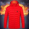 Men Heated Jacket Hooded Zip 3 Temperature Adjustable Quick Heating USB Rechargeable Body Warmer Solid Color Thickened Washable Winter Electric