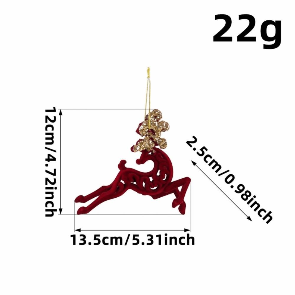 Red Flocked Velvet Christmas Tree Ornament Glitter Trim Xmas Pendant Tree Hanger Festival Layout