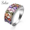 SODROV Rainbow Jewelry Colorful Crystal Zircon Rings for Women