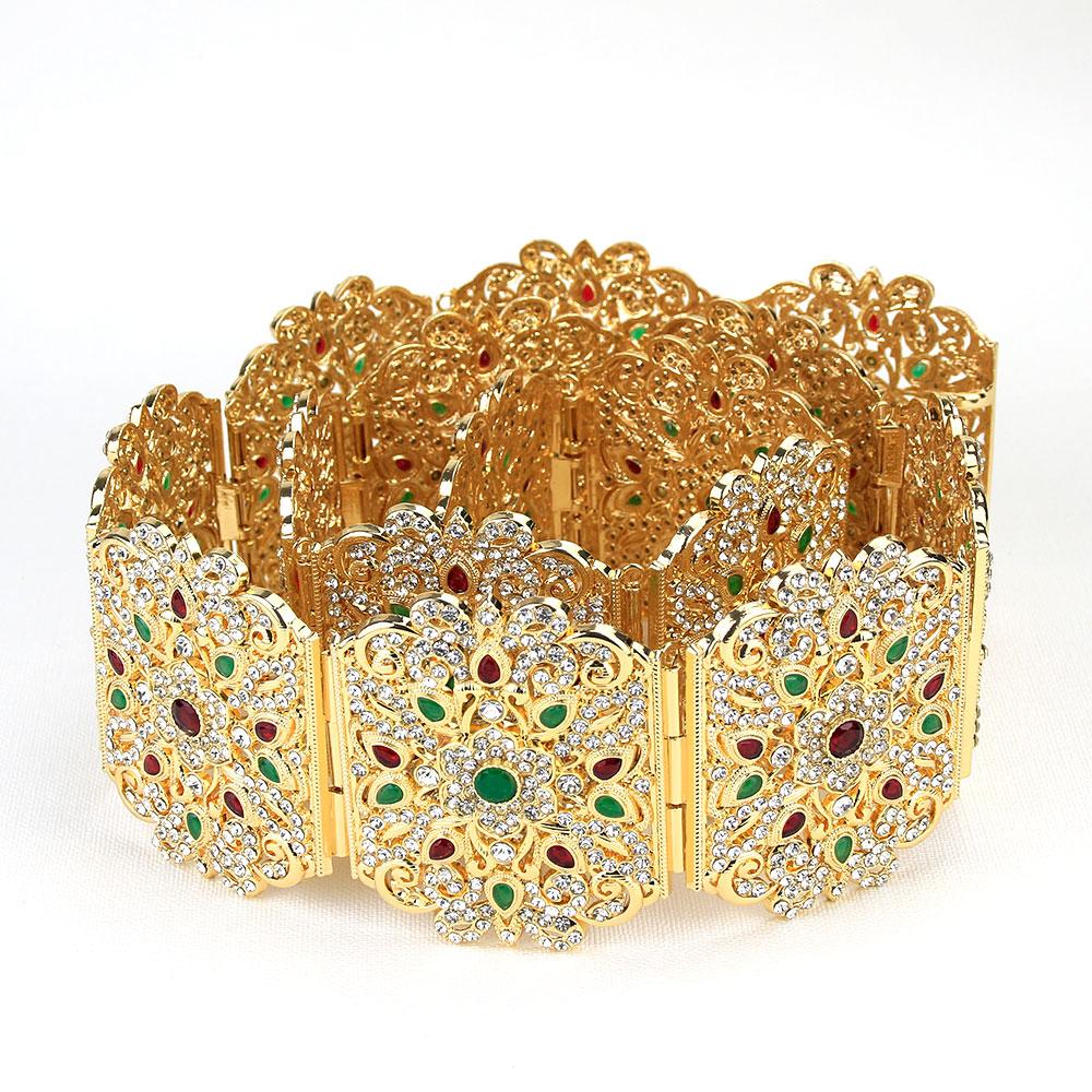 Elegant Wedding Belt for Women Crystal Wide Waist Belt Metal Link Chain Adjustable Length