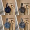 Bow Round Shape Denim Bag For Women Streetwear Fashion Large Capacity Casual Purse