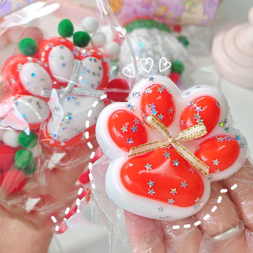 Silicone Christmas Cat Paw Squeeze Toys Slow Rebound Cat Paw Pinch Toy  Christmas Gift