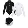 Boys Modern Latin Dance Costume Long Sleeve Lapel Romper Leotard Bodysuit One Piece Performance Wear for Kids