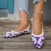 Women's Shoes Knitted Slip On Women's Flats Outdoor Casual Flats Women Pointed Toe Print Soft Bottom Plus Size Shoes Women