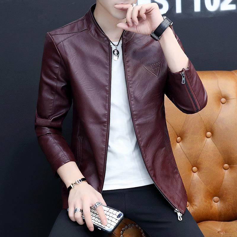 Men's Leather Clothing Spring and Autumn New Black Handsome PU Leather Jacket Korean Version Slim Motorcycle Jacket