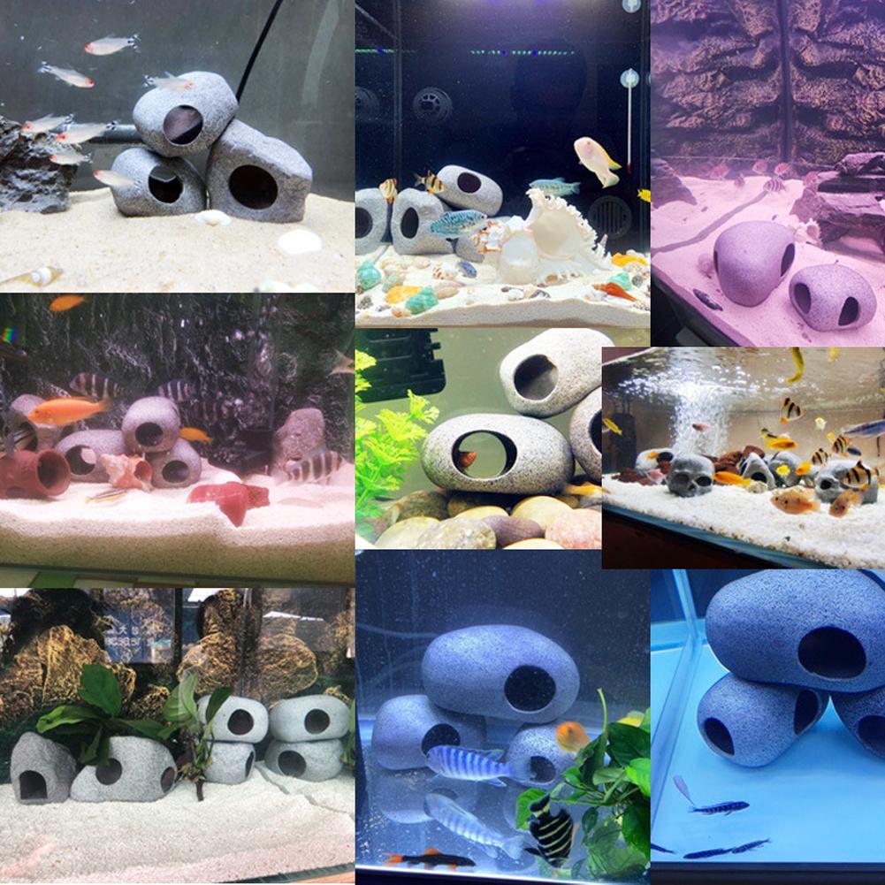 Purple Sand Aquarium Decoration Fish Shrimps Shelter House Pottery Landscaping Ornaments Decor Fish Tank Submarine Cave Decor