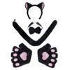 Holiday Masquerade Headband Paw Gloves Tail Bow Tie Animal Costume Props  for Adults