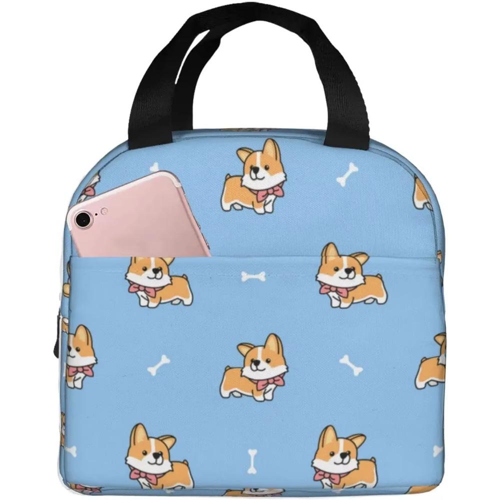Сумка для ланча Corgis Dog Flower для взрослых, изолированный ланч-бокс с милым рисунком, многоразовая сумка для ланча для учебы, работы, пикника