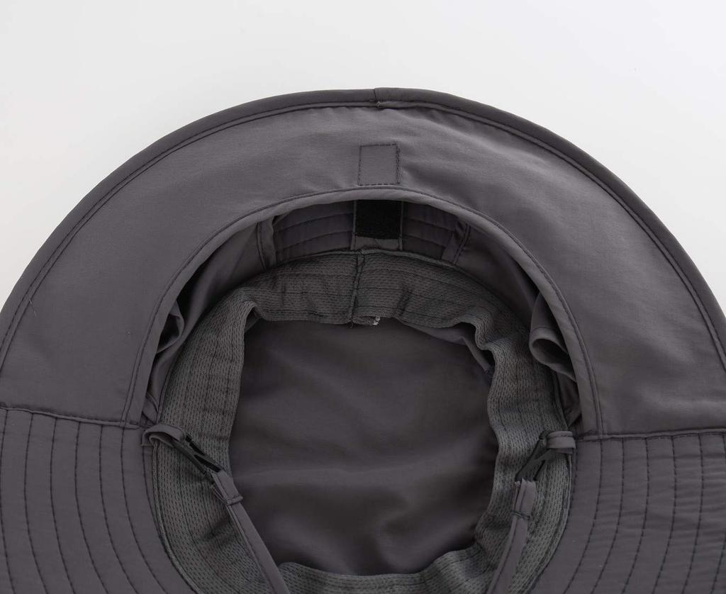 Детская летняя кепка с клапаном UPF, быстросохнущая, широкополая шляпа от солнца, шляпа с защитой от УФ-лучей, шляпа сафари для малышей (Подключите их) 50+ (Темно-серый)