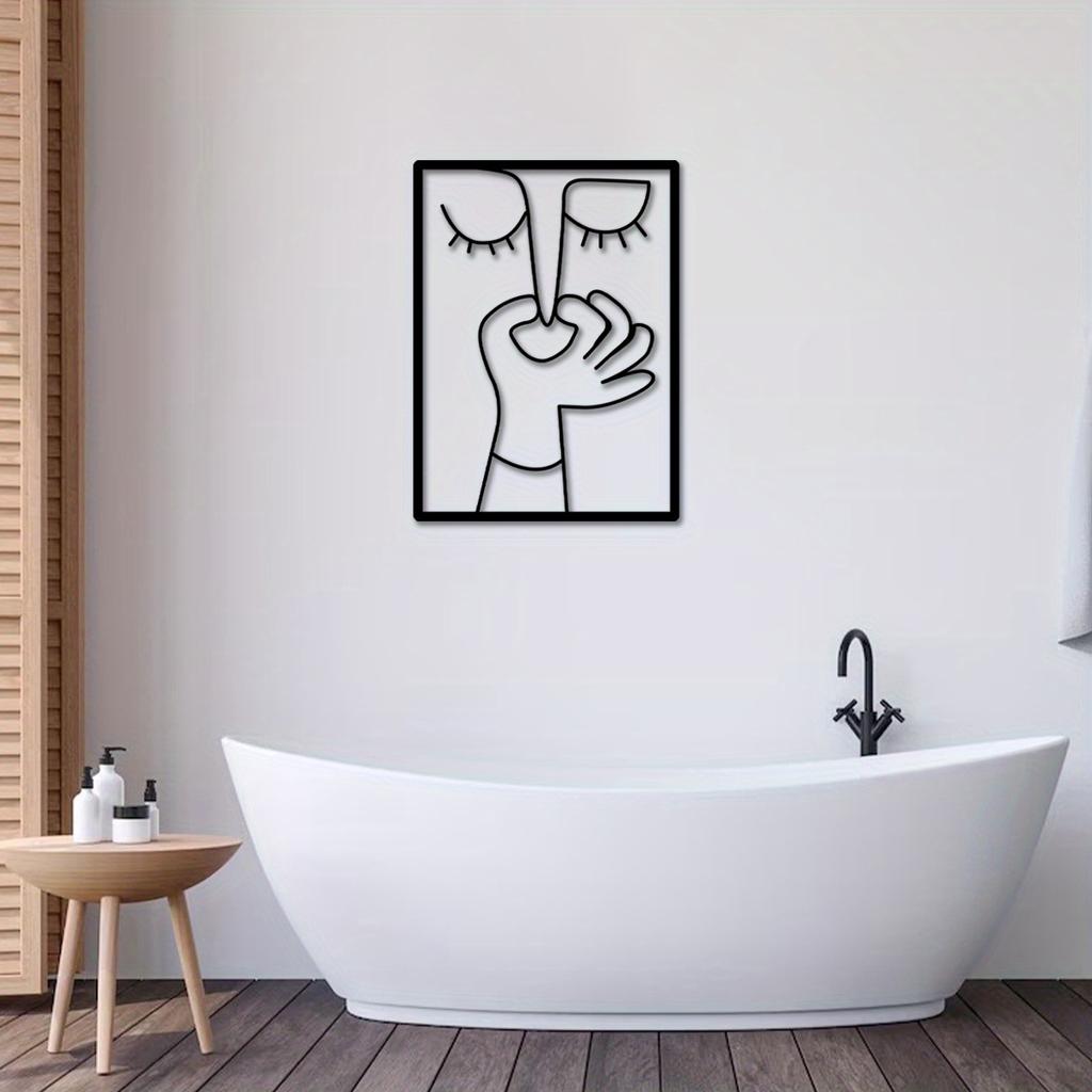 1pc, Funny Toilet Metal Wall Art, Funny Bathroom Sign, Minimal Line Art, Guest WC, Restroom Decor, Toilet Humor