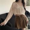 Summer Short Knitted Cardigan with Sun Protection Shawl Thin Hollowed Out Cover Outerwear Air-conditioned Shirt Korean
