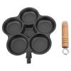 Cast Iron 5 Hole Egg Frying Pan Fast Heating Thick Bottom Heavy Duty Breakfast Pan for Gas Stove