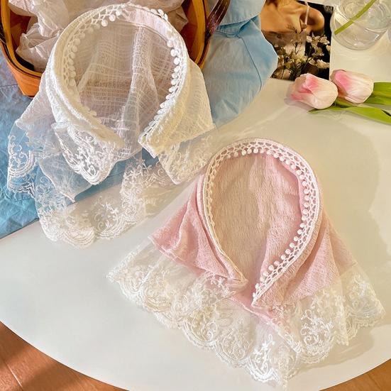 Женская повязка на голову в клетку с кружевным принтом, треугольный шарф, нескользящая повязка на голову в пасторальном стиле, обруч для волос, аксессуар для волос