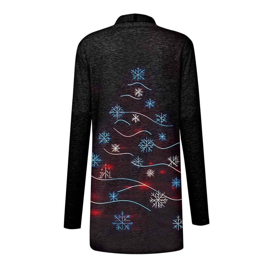 Women's Fashion Casual Printed Medium Length Cardigan Jacket Coat