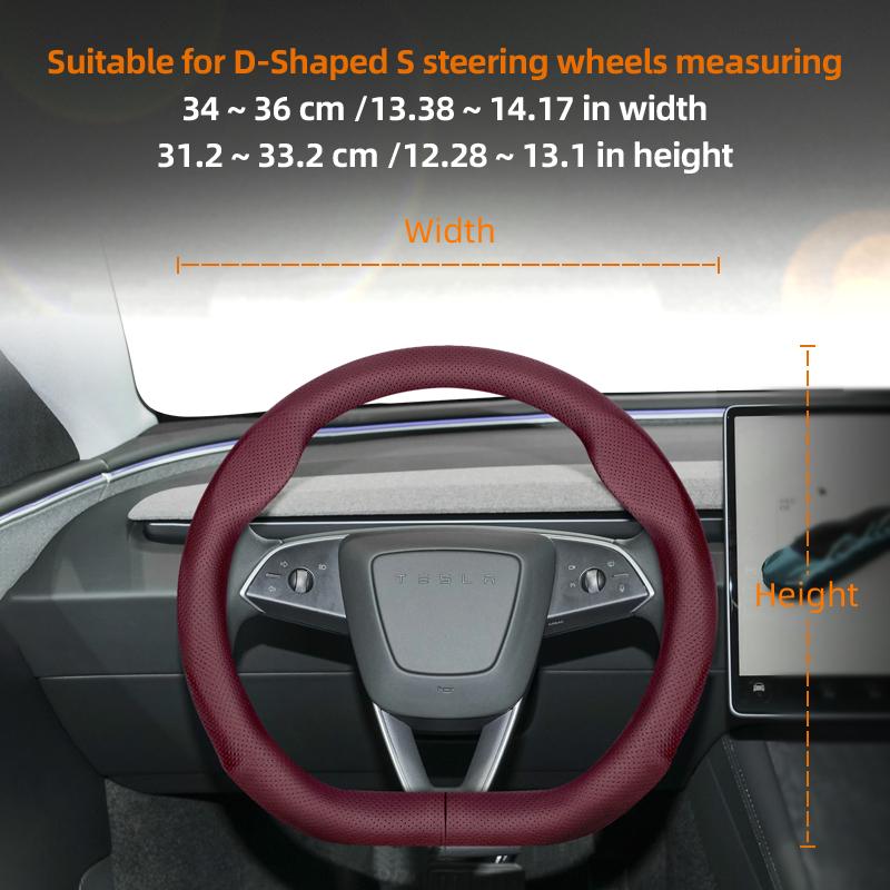 Suitable for Tesla Ultra-Thin Breathable Leather Steering Wheel Cover Suitable for Model 3 Y X S 2024