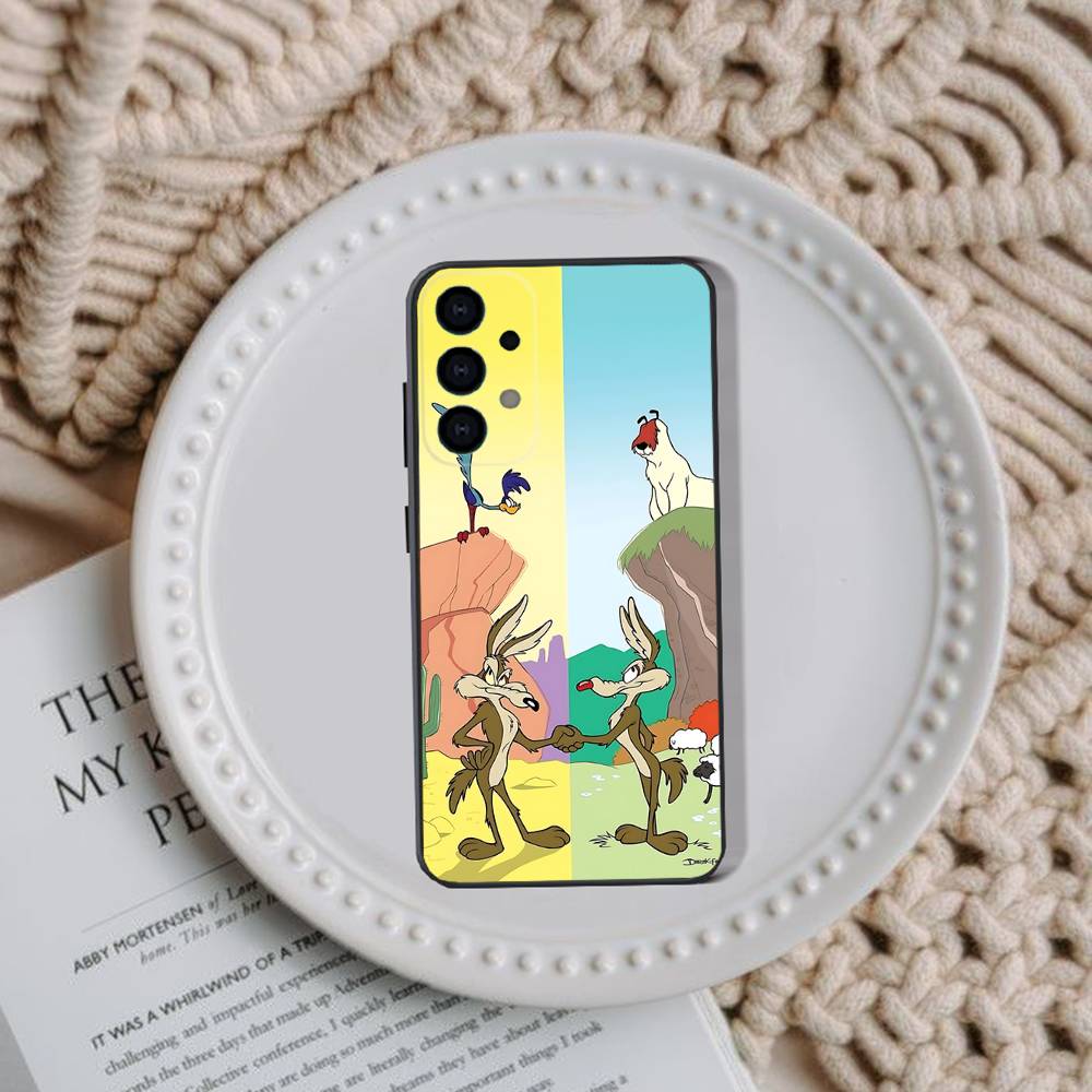 Чехол для телефона Road R-Runner Willy C-Coyote для Samsung Galaxy A73,31,32,72,41,53,52,71,22,5G,Note,J7,8,9 Мягкая черная крышка