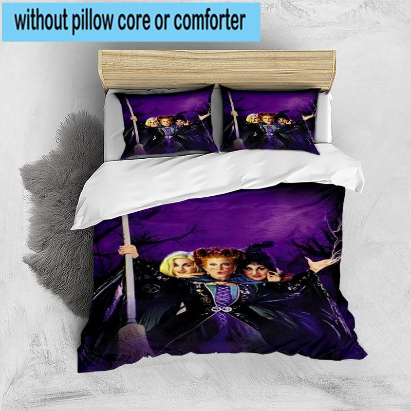 3PCS Hocus witch Halloween Magic 3pcs Bedding,Including 3PCS Duvet Cover And 2pcs Pillowcases Perfect for Christmas,Ideal for Bedroom, Dormitory