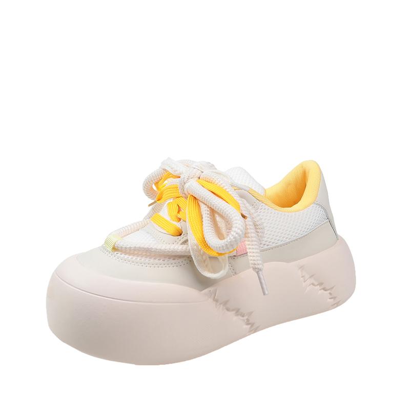 Модные женские туфли 5 см, новые модные женские кроссовки Kawaii с круглым носком и шнуровкой, вулканизированные весенние плоские уличные дышащие женские кроссовки