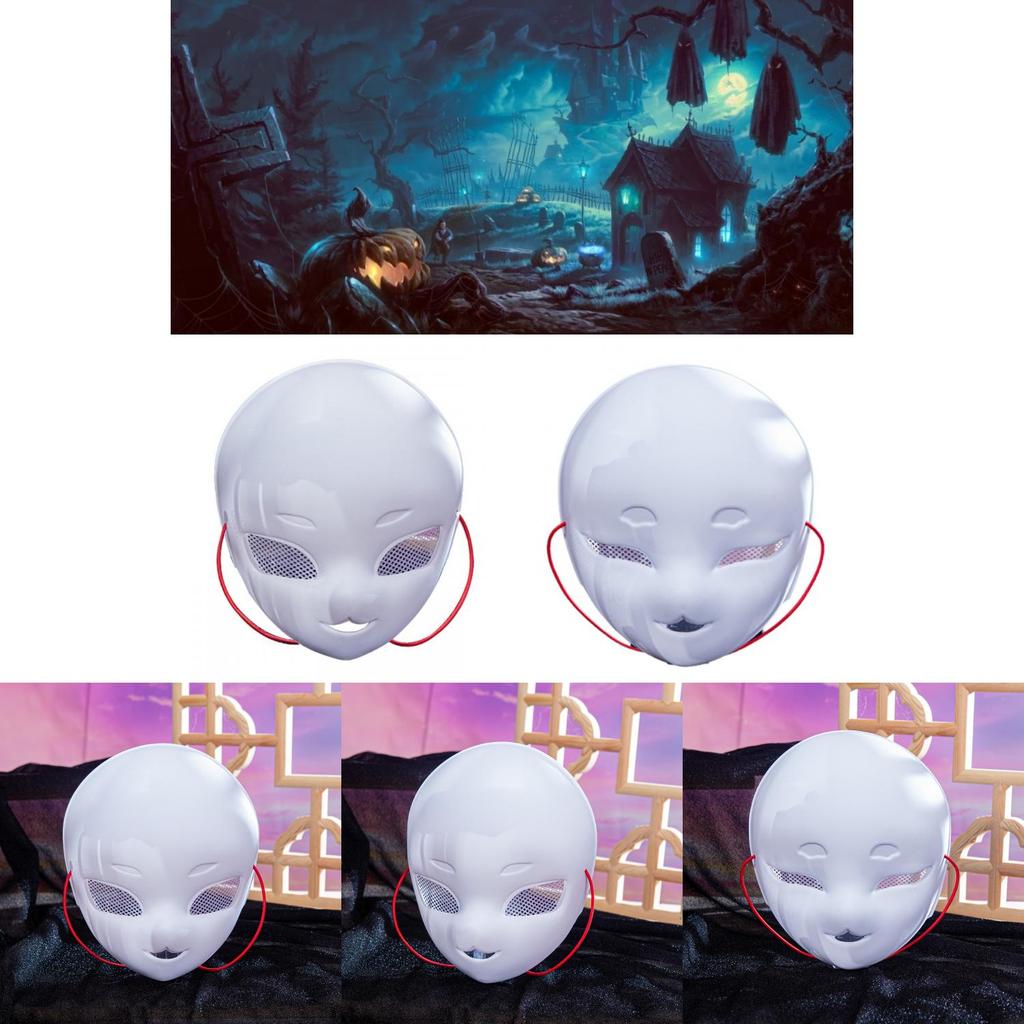 Очаровательная маска для лица белой лисы для детей с сетчатым дизайном и деталями ручной работы