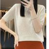 Round Neck Imitation Wool Short-sleeved T-shirt for Women In Summer Thin Loose Knitted Base Shirt Solid Color Half-sleeved Top