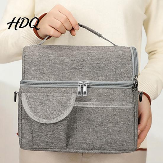Large Capacity Insulated Lunch Bag with Adjustable Shoulder Strap Double Layer Durable Thermal for Drinks And Fruits Organizer Reusable Waterproof