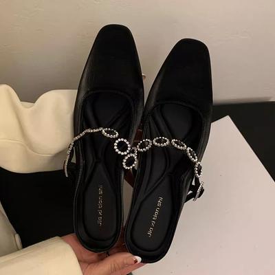 Модные балетки Женские тапочки Хрустальные туфли-слингбэки Летняя обувь Новинка Женская 2025 Модный бренд Сандалии Элегантные Уютные Роскошные Женские туфли