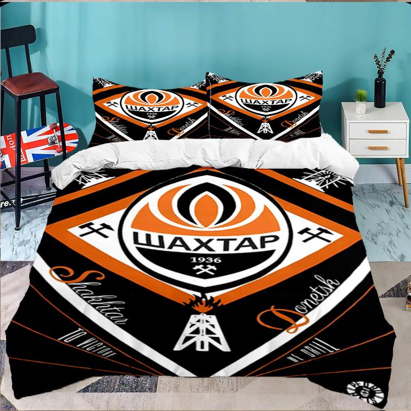 Shakhtar Donetsk Crest Design 3PCS Bedding set,Ideal for 1pc Duvet Cover And 2pcs Pillowcases Perfect for Fan gift,Ideal for Bedroom, Dormitory