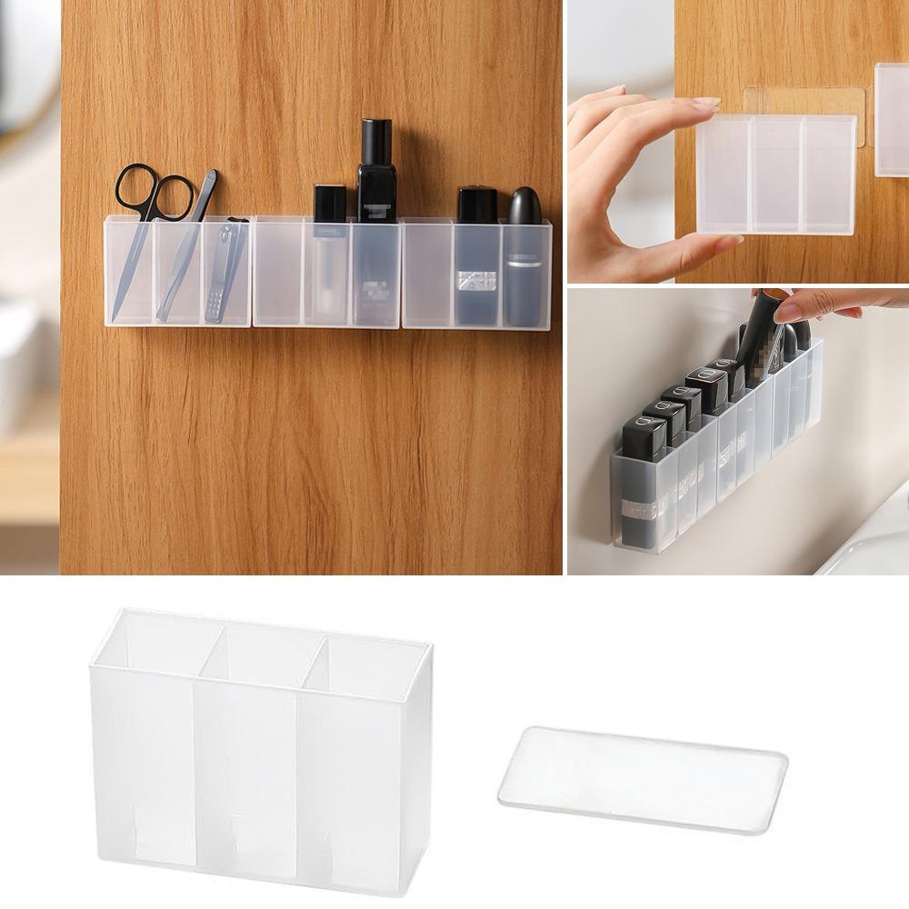 Updated Multi-function Self-adhesive Wall Mount Pen Pencil Holder for Markers Makeup Tools Storage Box Desktop Stationery Organizer