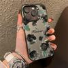 Темно-зеленый чехол для телефона с розой для Apple iPhone 13-17, 15 Pro, 16 Pro Max - Трендовый дизайн для девушек