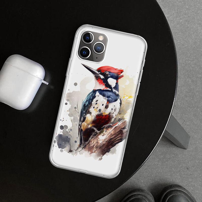 Масляная живопись животных Чехол для телефона с птицами для iPhone 11 12 13 Mini 14 15 Plus 16 Pro Max 17 Air 7 8 + SE Художественные Индивидуальные Fundas 1