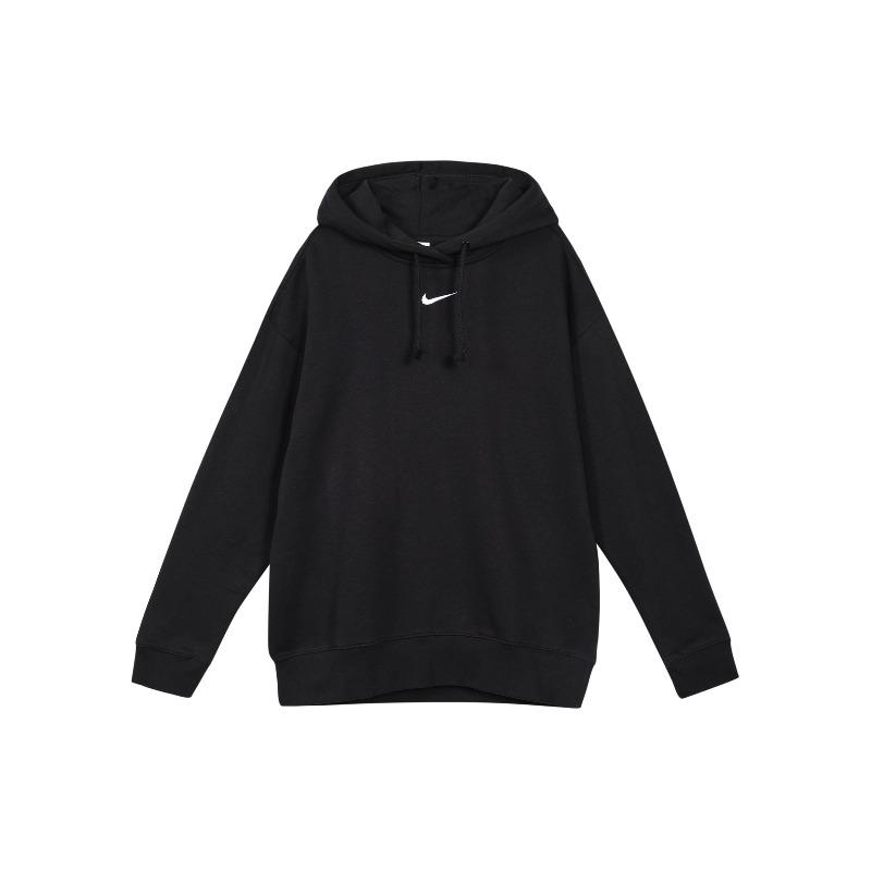 Nike Спортивный повседневный пуловер с флисовой толстовкой с капюшоном для женщин, черный DJ7669-010
