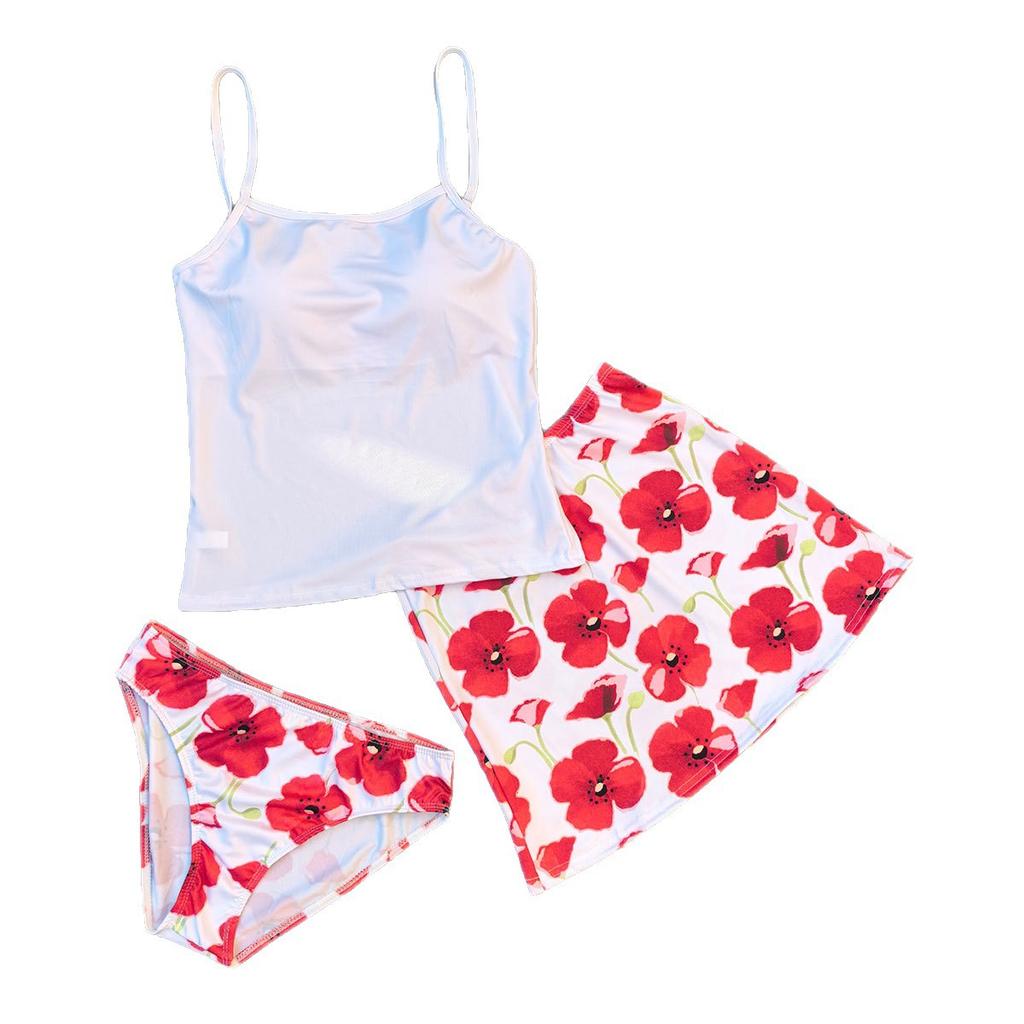 Seaside vacation style Spice Girls split swimsuit women's summer white suspender tube top high waist hip skirt three-piece swimsuit