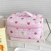 Women Cosmetic Bag Cute Zipper Blue Pink Strawberry Travel Organizer Toiletry Makeup Storage Pouch Handbag Ladies Zipper Bag