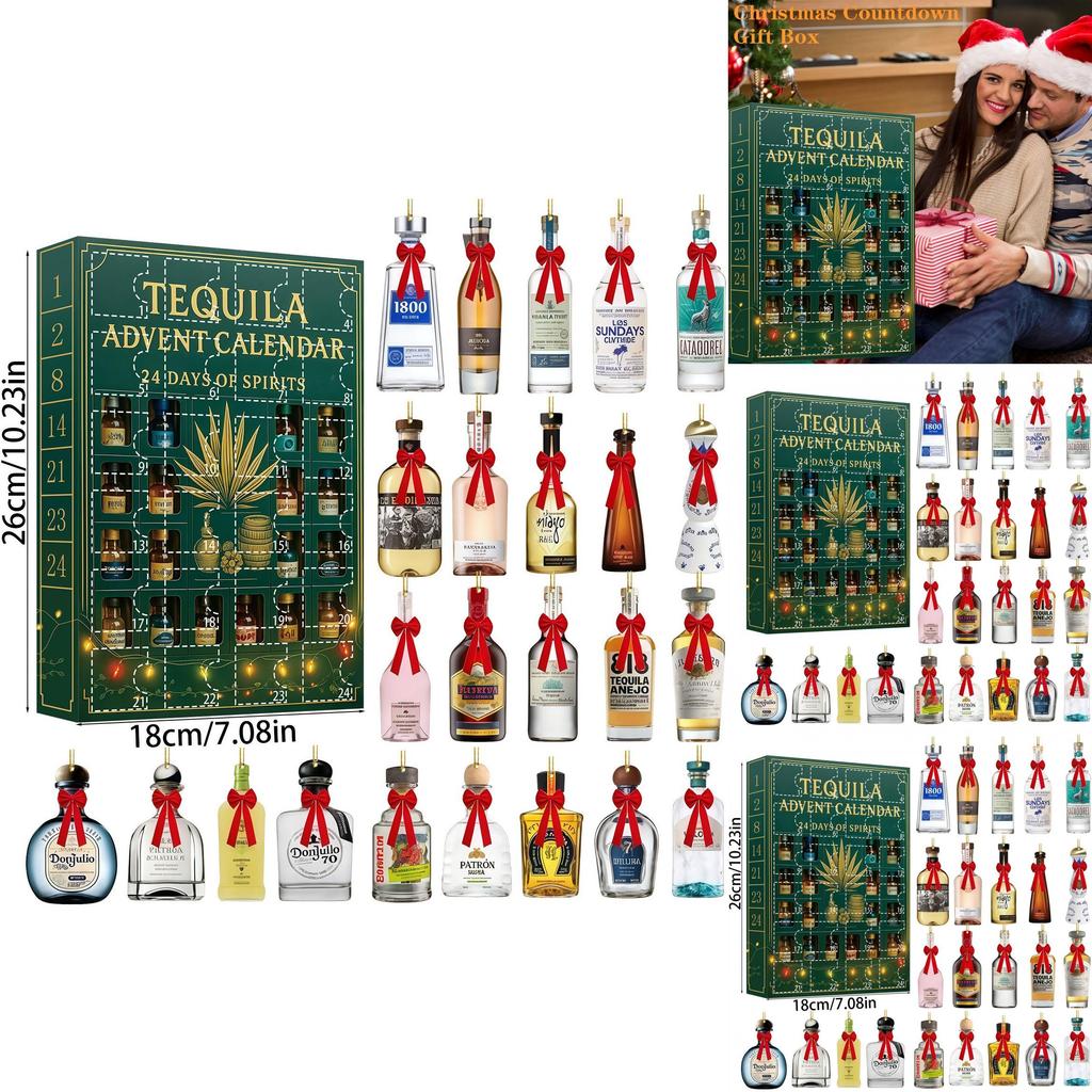 Бутылка текилы Рождественский адвент-календарь с акриловыми плоскими украшениями для обмена подарками на праздник