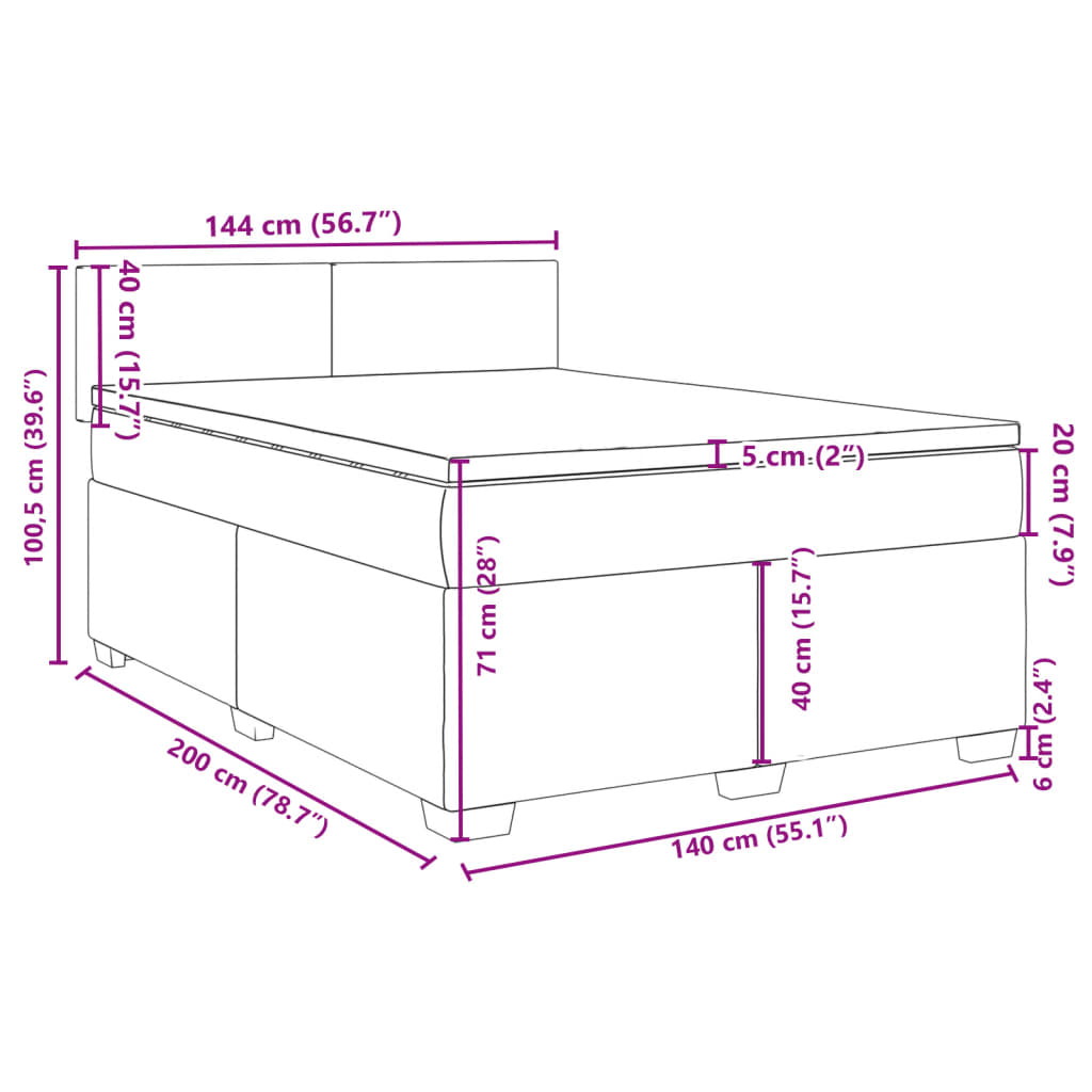 Box Spring Bed with Mattress Pink 140 x 200 cm Velvet